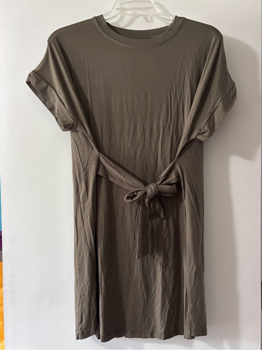 NWT Hayden Los Angeles Olive Green T-Shirt Dress Side Tie Medium⁠